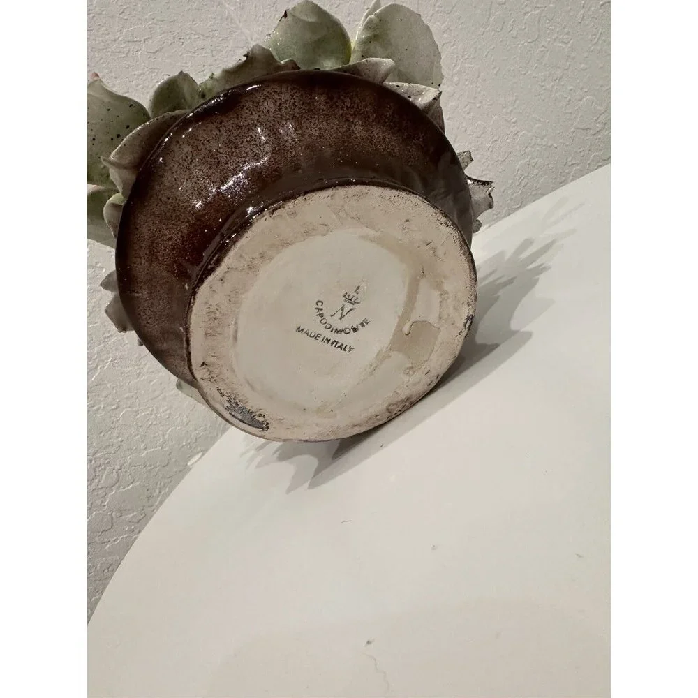Capodimonte Roses in a planter Made Italy‎ 8.5 in Vintage Rare